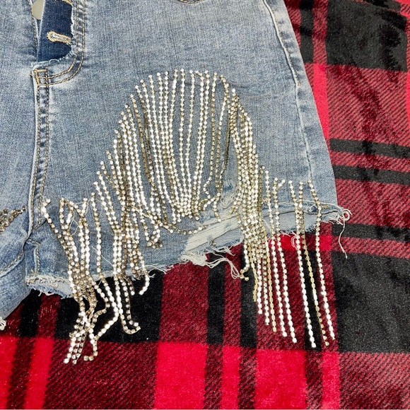 Bedazzled Rhinestone Denim Shorts - Picture 3 of 9